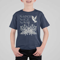 No Wars No Ice No Kings Botanical Dove T Shirt For Kid Peace Symbol Anti War Human Rights Protest