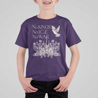 No Wars No Ice No Kings Botanical Dove T Shirt For Kid Peace Symbol Anti War Human Rights Protest