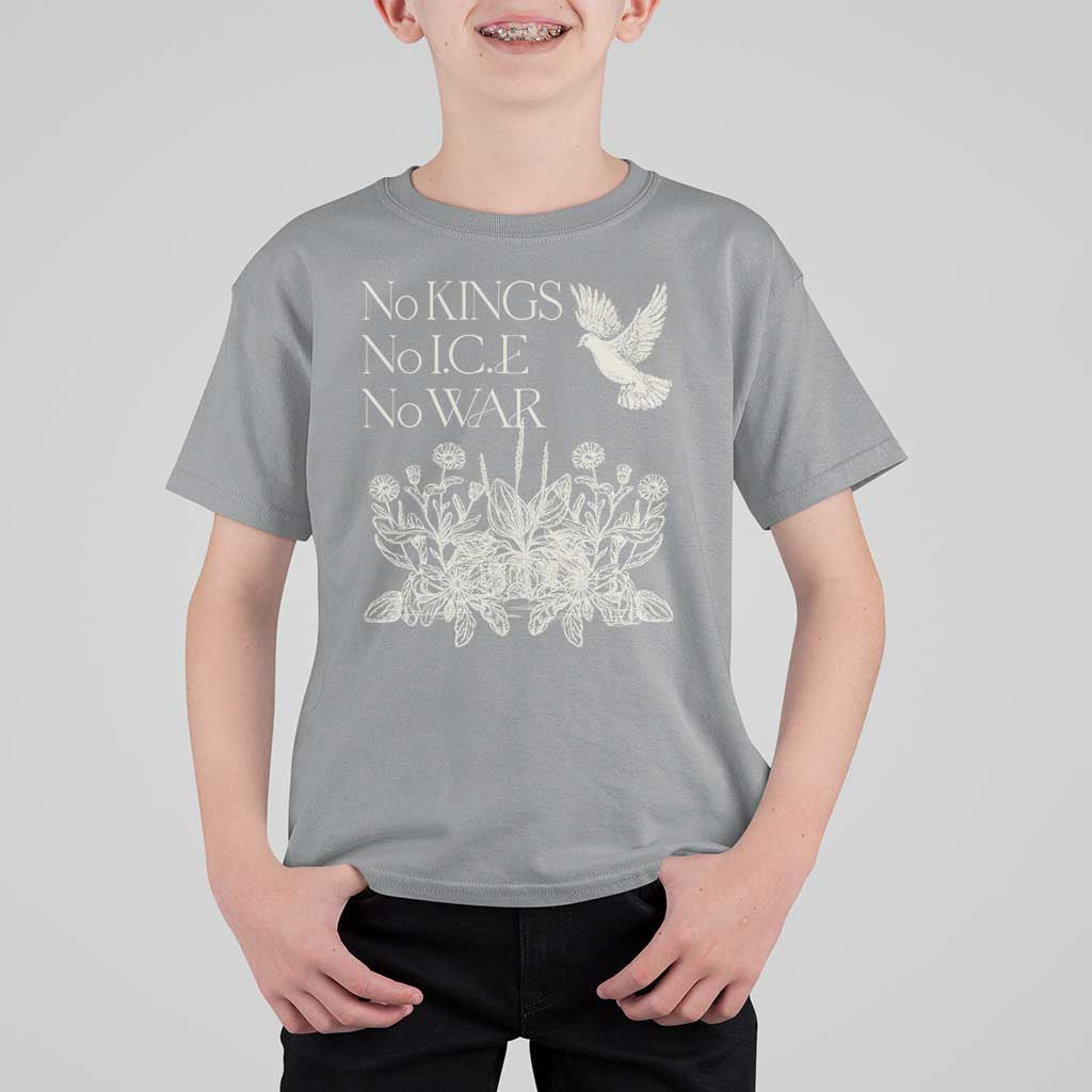 No Wars No Ice No Kings Botanical Dove T Shirt For Kid Peace Symbol Anti War Human Rights Protest