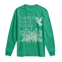 No Wars No Ice No Kings Botanical Dove Long Sleeve Shirt Peace Symbol Anti War Human Rights Protest