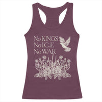 No Wars No Ice No Kings Botanical Dove Racerback Tank Top Peace Symbol Anti War Human Rights Protest
