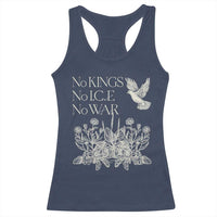 No Wars No Ice No Kings Botanical Dove Racerback Tank Top Peace Symbol Anti War Human Rights Protest