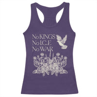No Wars No Ice No Kings Botanical Dove Racerback Tank Top Peace Symbol Anti War Human Rights Protest