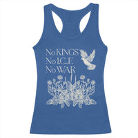 No Wars No Ice No Kings Botanical Dove Racerback Tank Top Peace Symbol Anti War Human Rights Protest