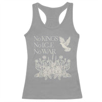 No Wars No Ice No Kings Botanical Dove Racerback Tank Top Peace Symbol Anti War Human Rights Protest