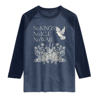 No Wars No Ice No Kings Botanical Dove Raglan Shirt Peace Symbol Anti War Human Rights Protest