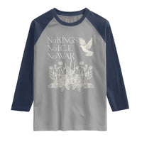 No Wars No Ice No Kings Botanical Dove Raglan Shirt Peace Symbol Anti War Human Rights Protest