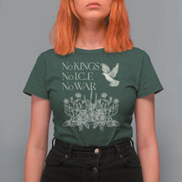 No Wars No Ice No Kings Botanical Dove T Shirt For Women Peace Symbol Anti War Human Rights Protest