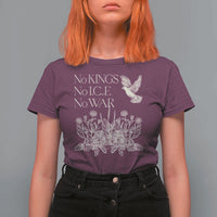 No Wars No Ice No Kings Botanical Dove T Shirt For Women Peace Symbol Anti War Human Rights Protest