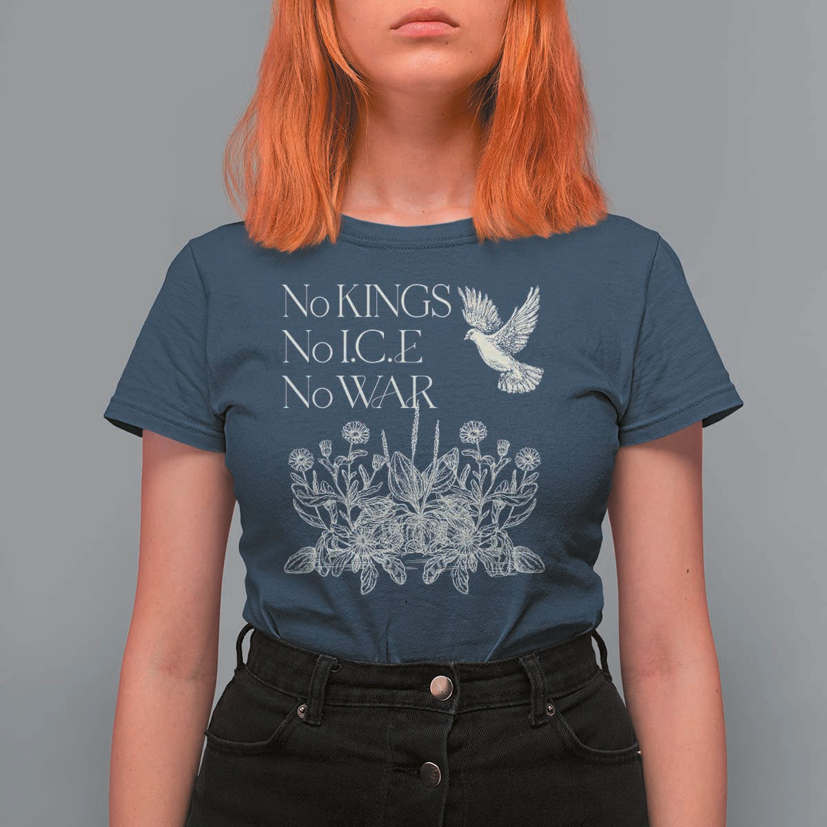 No Wars No Ice No Kings Botanical Dove T Shirt For Women Peace Symbol Anti War Human Rights Protest