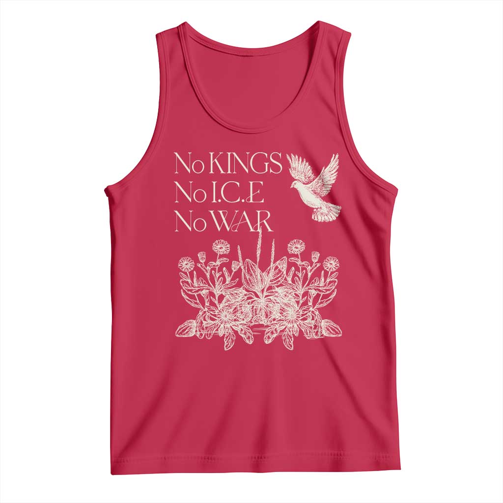 No Wars No Ice No Kings Botanical Dove Tank Top Peace Symbol Anti War Human Rights Protest