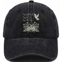 No Wars No Ice No Kings Botanical Dove Washed Cotton Baseball Cap Peace Symbol Anti War Human Rights Protest