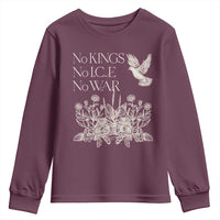 No Wars No Ice No Kings Botanical Dove Youth Sweatshirt Peace Symbol Anti War Human Rights Protest