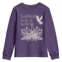 No Wars No Ice No Kings Botanical Dove Youth Sweatshirt Peace Symbol Anti War Human Rights Protest