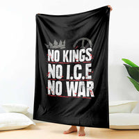 No Kings No Wars No Ice Protest Distressed Throw Blanket No Crown Just Peace Anti War Freedom Supporters