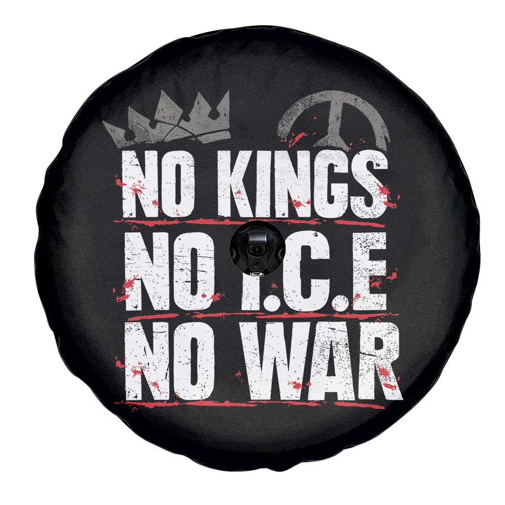 No Kings No Wars No Ice Protest Distressed Spare Tire Cover No Crown Just Peace Anti War Freedom Supporters