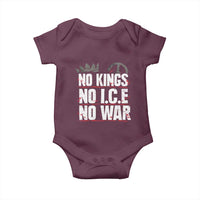 No Kings No Wars No Ice Protest Distressed Baby Onesie No Crown Just Peace Anti War Freedom Supporters