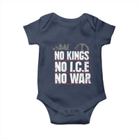 No Kings No Wars No Ice Protest Distressed Baby Onesie No Crown Just Peace Anti War Freedom Supporters