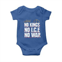 No Kings No Wars No Ice Protest Distressed Baby Onesie No Crown Just Peace Anti War Freedom Supporters