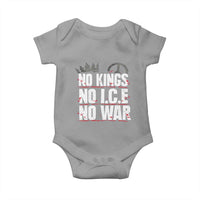 No Kings No Wars No Ice Protest Distressed Baby Onesie No Crown Just Peace Anti War Freedom Supporters