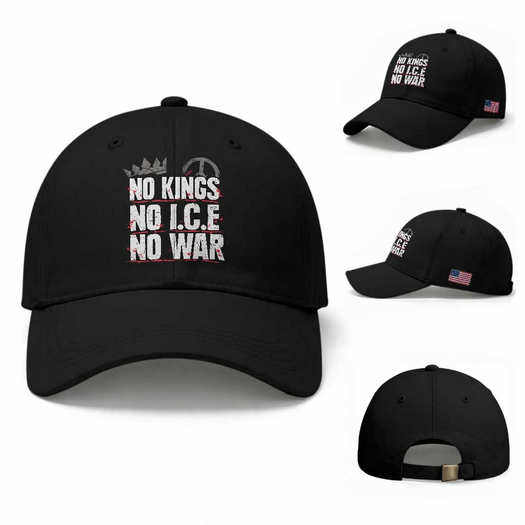 No Kings No Wars No Ice Protest Distressed Baseball Cap No Crown Just Peace Anti War Freedom Supporters