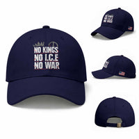 No Kings No Wars No Ice Protest Distressed Baseball Cap No Crown Just Peace Anti War Freedom Supporters