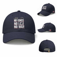 No Kings No Wars No Ice Protest Distressed Baseball Cap No Crown Just Peace Anti War Freedom Supporters
