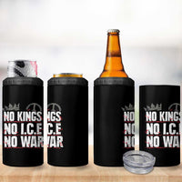No Kings No Wars No Ice Protest Distressed 4 in 1 Can Cooler Tumbler No Crown Just Peace Anti War Freedom Supporters