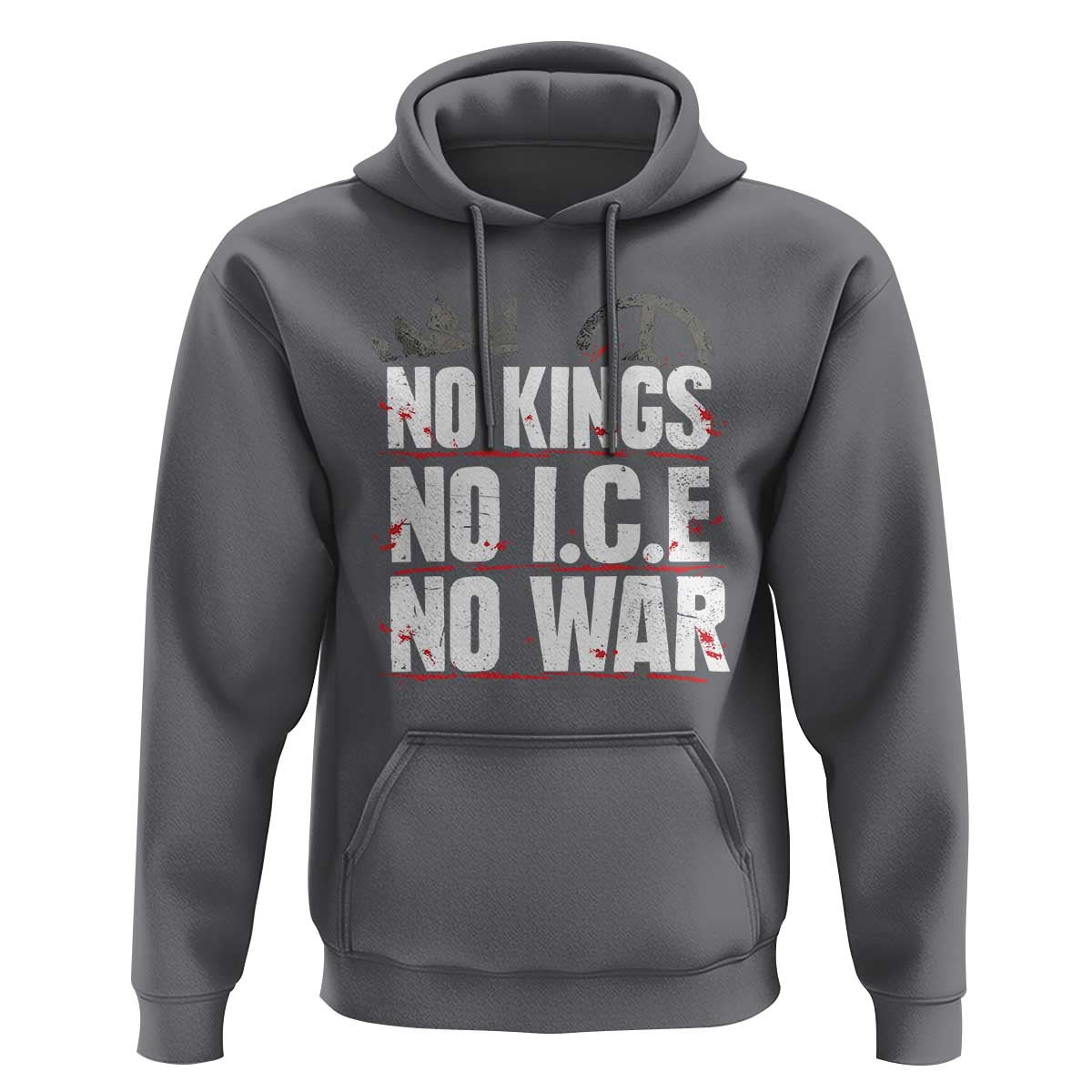 No Kings No Wars No Ice Protest Distressed Hoodie No Crown Just Peace Anti War Freedom Supporters