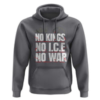 No Kings No Wars No Ice Protest Distressed Hoodie No Crown Just Peace Anti War Freedom Supporters