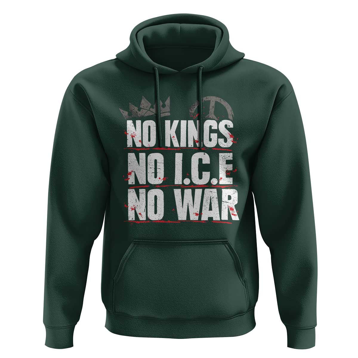 No Kings No Wars No Ice Protest Distressed Hoodie No Crown Just Peace Anti War Freedom Supporters