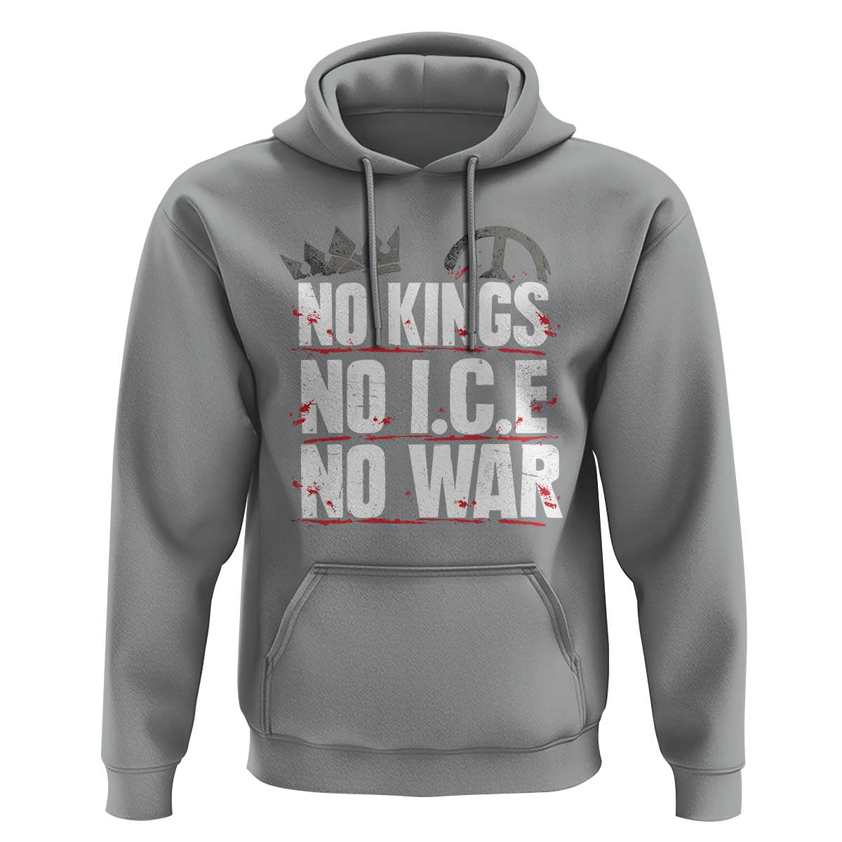 No Kings No Wars No Ice Protest Distressed Hoodie No Crown Just Peace Anti War Freedom Supporters