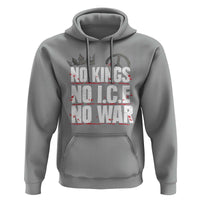 No Kings No Wars No Ice Protest Distressed Hoodie No Crown Just Peace Anti War Freedom Supporters