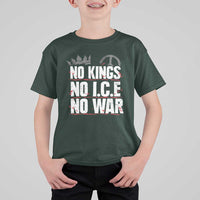 No Kings No Wars No Ice Protest Distressed T Shirt For Kid No Crown Just Peace Anti War Freedom Supporters