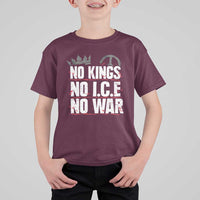 No Kings No Wars No Ice Protest Distressed T Shirt For Kid No Crown Just Peace Anti War Freedom Supporters