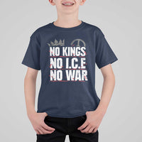 No Kings No Wars No Ice Protest Distressed T Shirt For Kid No Crown Just Peace Anti War Freedom Supporters
