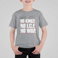 No Kings No Wars No Ice Protest Distressed T Shirt For Kid No Crown Just Peace Anti War Freedom Supporters