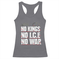 No Kings No Wars No Ice Protest Distressed Racerback Tank Top No Crown Just Peace Anti War Freedom Supporters