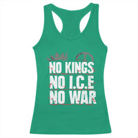 No Kings No Wars No Ice Protest Distressed Racerback Tank Top No Crown Just Peace Anti War Freedom Supporters