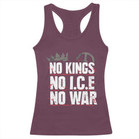No Kings No Wars No Ice Protest Distressed Racerback Tank Top No Crown Just Peace Anti War Freedom Supporters