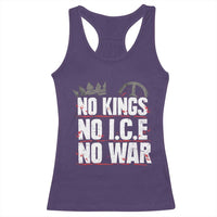 No Kings No Wars No Ice Protest Distressed Racerback Tank Top No Crown Just Peace Anti War Freedom Supporters