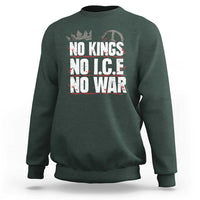 No Kings No Wars No Ice Protest Distressed Sweatshirt No Crown Just Peace Anti War Freedom Supporters