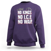 No Kings No Wars No Ice Protest Distressed Sweatshirt No Crown Just Peace Anti War Freedom Supporters