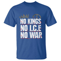 No Kings No Wars No Ice Protest Distressed T Shirt No Crown Just Peace Anti War Freedom Supporters