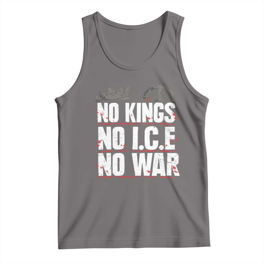 No Kings No Wars No Ice Protest Distressed Tank Top No Crown Just Peace Anti War Freedom Supporters