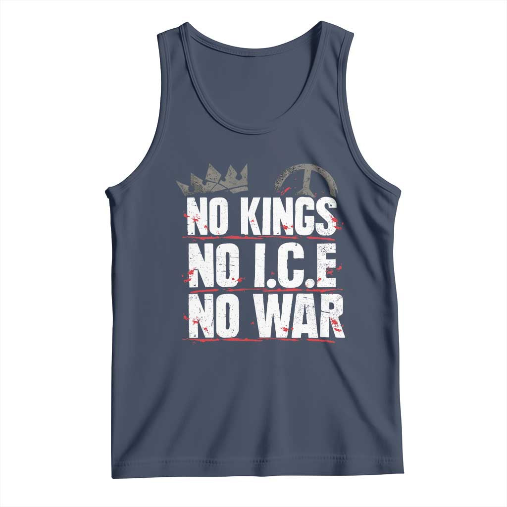 No Kings No Wars No Ice Protest Distressed Tank Top No Crown Just Peace Anti War Freedom Supporters