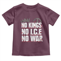 No Kings No Wars No Ice Protest Distressed Toddler T Shirt No Crown Just Peace Anti War Freedom Supporters