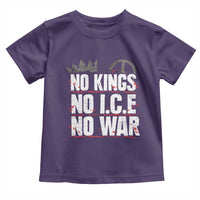 No Kings No Wars No Ice Protest Distressed Toddler T Shirt No Crown Just Peace Anti War Freedom Supporters