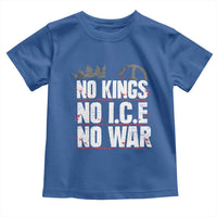 No Kings No Wars No Ice Protest Distressed Toddler T Shirt No Crown Just Peace Anti War Freedom Supporters