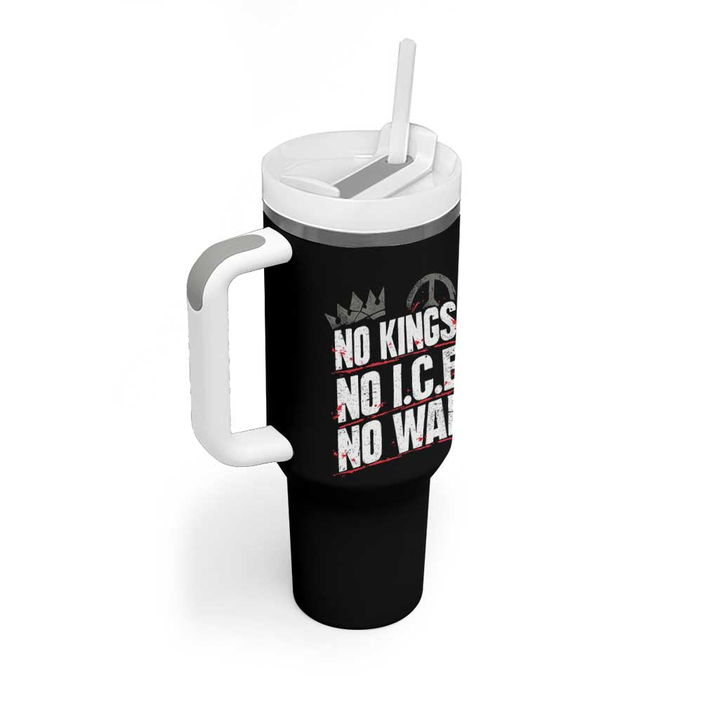 No Kings No Wars No Ice Protest Distressed Tumbler With Handle No Crown Just Peace Anti War Freedom Supporters